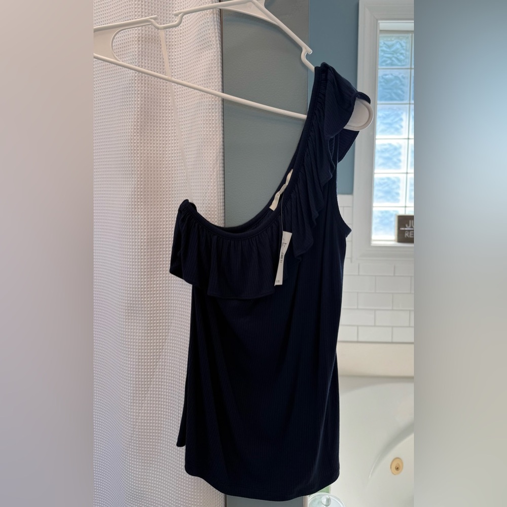 LOFT Navy One-Shoulder Tank Top